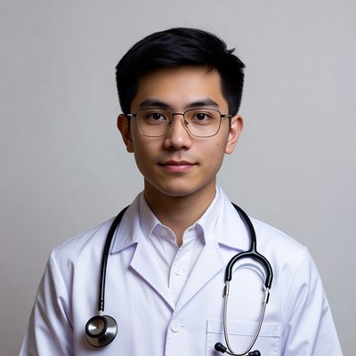 Asian male doctor with stethoscope
