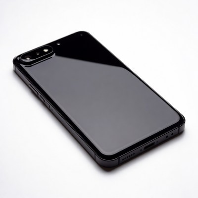 Black smartphone on white background