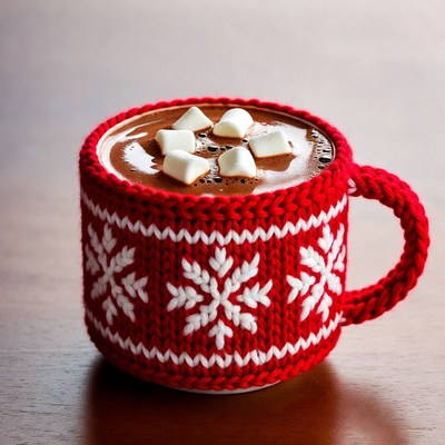 Red Knitted Mug of Hot Chocolate