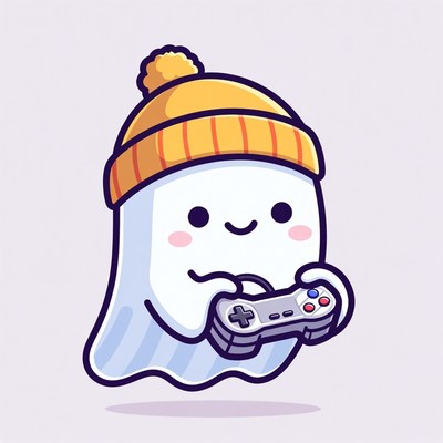 Cute ghost playing video games
