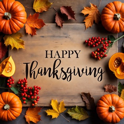 Happy Thanksgiving Wooden Sign Pumpkins