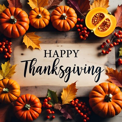 Happy Thanksgiving Pumpkins and Leaves