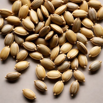 Pile of Soybeans on Gray Background