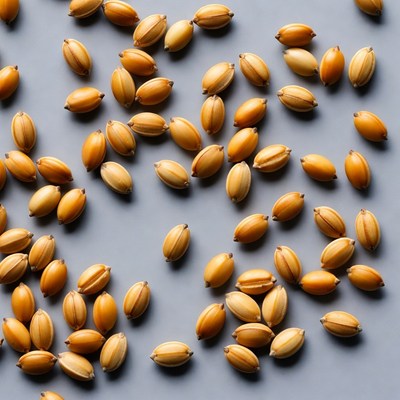 Scattered Golden Rice Grains