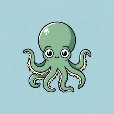 Cute green octopus illustration
