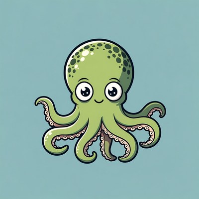 Cute green octopus illustration