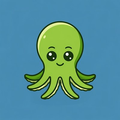 Cute Green Octopus Illustration