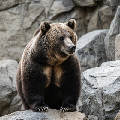 Grizzly Bear on Rocks
