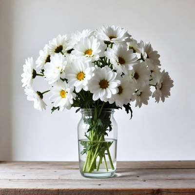 White Daisies in Glass Jar