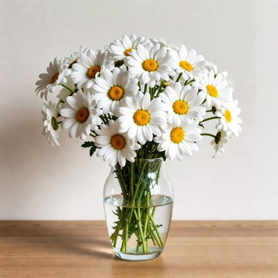 Bouquet of White Daisies in Glass Vase