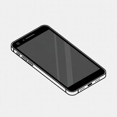 Black Smartphone on Transparent Background