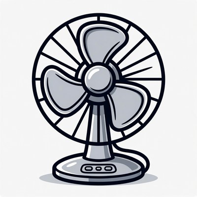 Gray Electric Fan Illustration