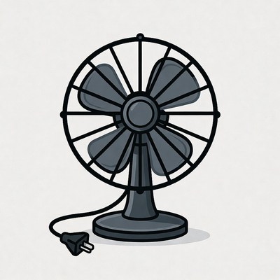 Black Electric Fan Illustration