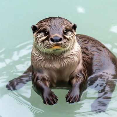 Baby Otter Floating in Water
