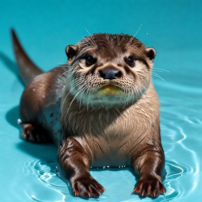 Baby Otter in Blue Water