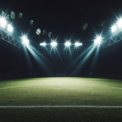 Empty Soccer Stadium at Night