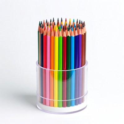 Colorful Pencils in Clear Holder