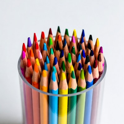 Colorful Crayons in Clear Glass