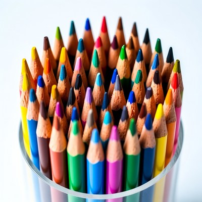 Colorful Crayons in Clear Glass