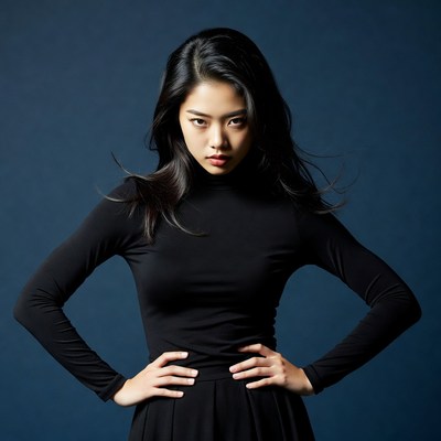 Asian woman with hands on hips