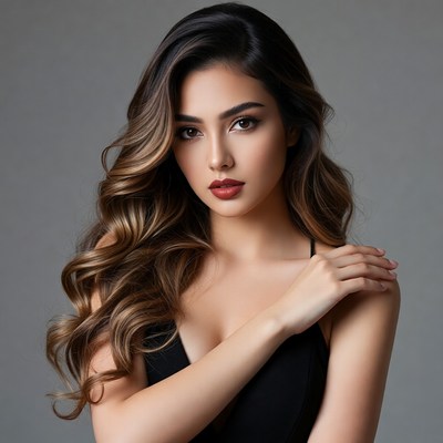Beautiful woman with long wavy hair