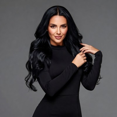 Beautiful woman with long black hair