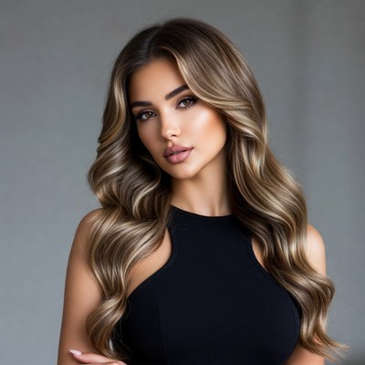Beautiful woman with long wavy hair