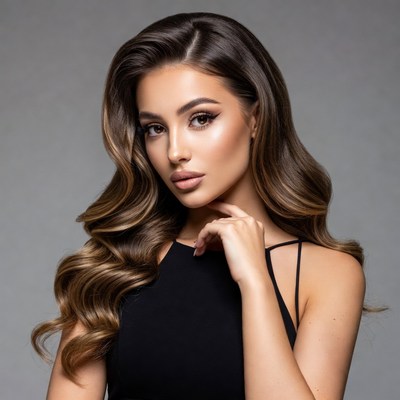 Beautiful woman with wavy brown hair
