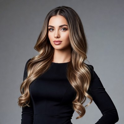 Beautiful woman with long balayage hair