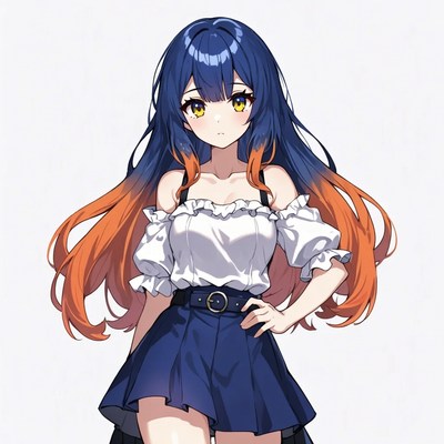 Anime girl with blue-orange hair