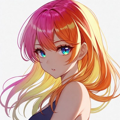 Anime girl with pink orange hair