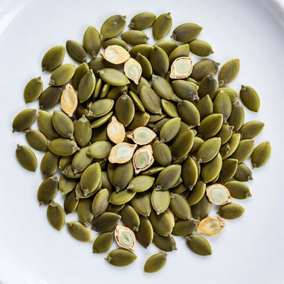 Pumpkin Seeds on White Plate