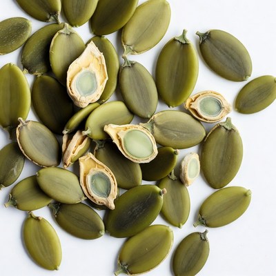 Pumpkin Seeds on White Background