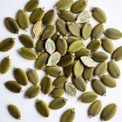 Pumpkin Seeds on White Background