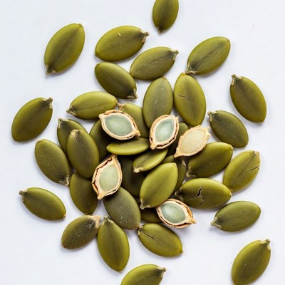 Pumpkin Seeds on White Background