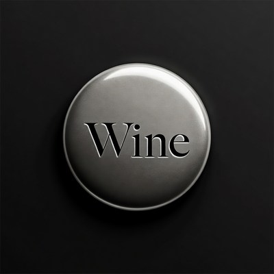 Wine Button on Black Background