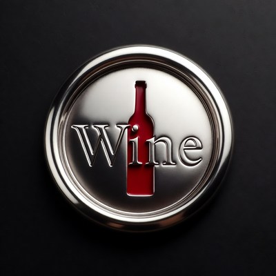Wine Bottle in Silver Emblem