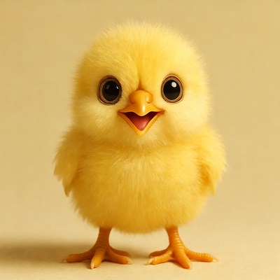 Cute fluffy yellow chick
