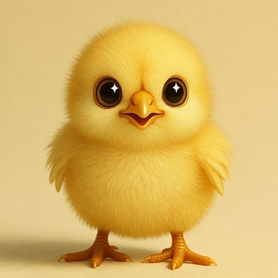 Cute fluffy yellow chick