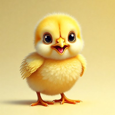 Cute fluffy yellow chick