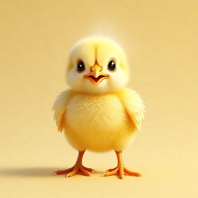 Cute yellow chick standing