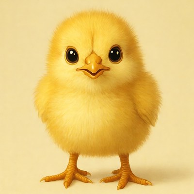 Cute yellow chick standing
