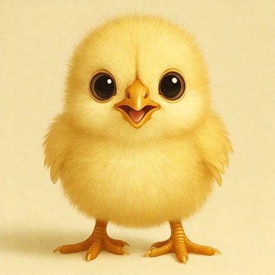 Cute fluffy yellow chick