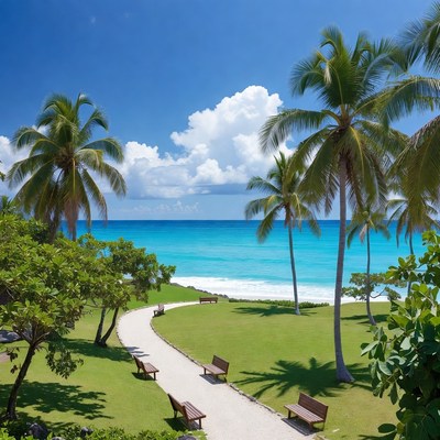 Tropical Beach Path with Palms