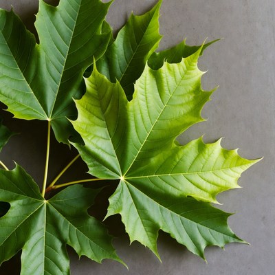 Maple Leaves on Gray Background