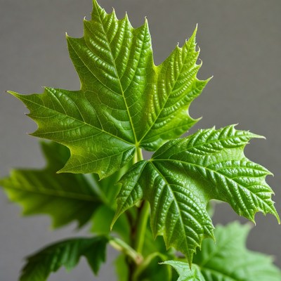 Maple Leaf on Gray Background