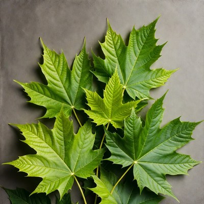 Maple Leaves on Gray Background