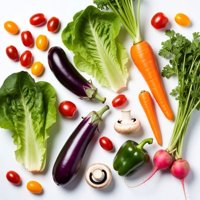 Fresh vegetables on white background