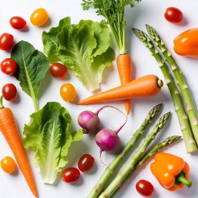 Fresh vegetables on white background