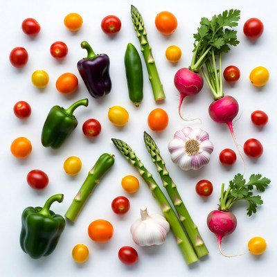Colorful vegetables on white background
